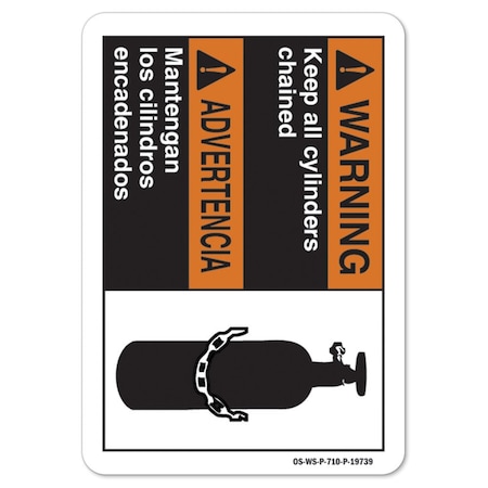 ANSI Warning Sign, Warning Keep All Cylinders Chained Bil, 14in X 10in Decal